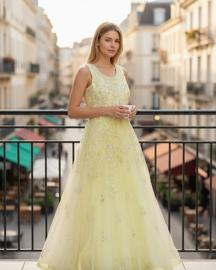 Party wear long gown by Kurti Connection USA