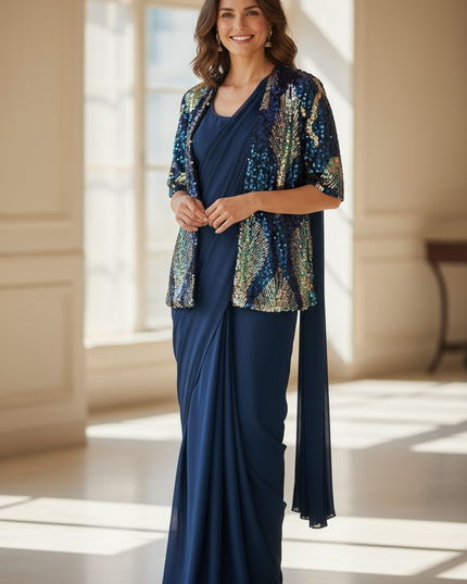 Readymade saree with jacket by Kurti Connection USA
