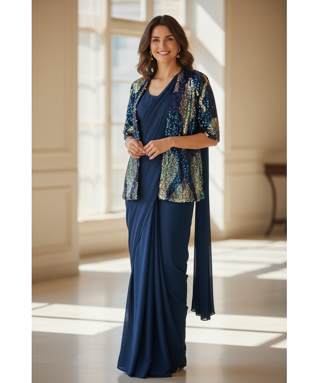 Readymade saree with jacket by Kurti Connection USA