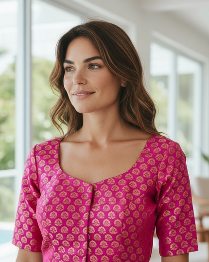 Dark pink blouse by Kurti Connection USA