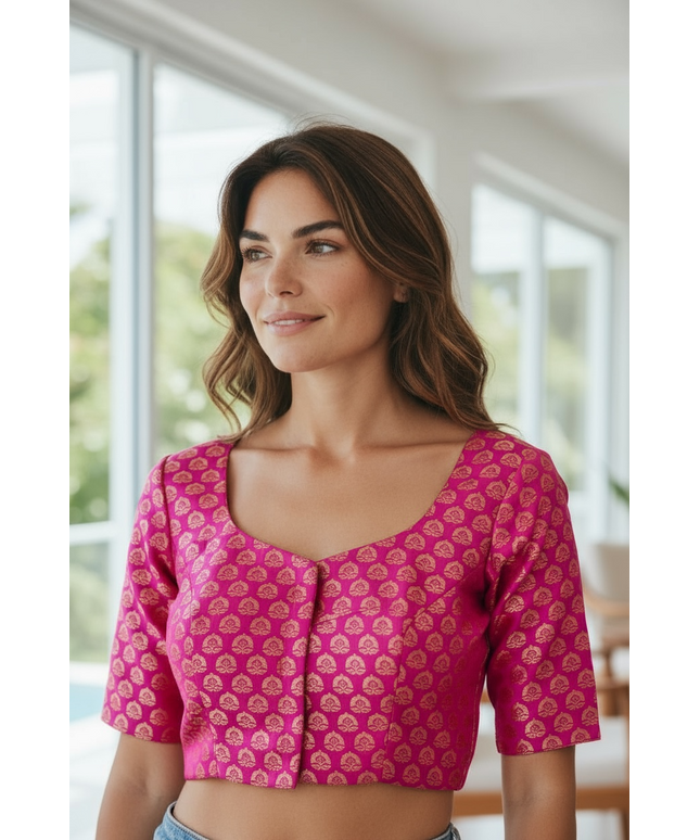 Dark pink blouse by Kurti Connection USA