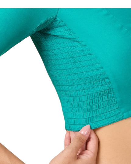 Strechable blouse : teal blue by Kurti Connection USA