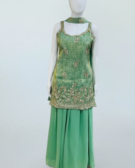 Chiffon silk sharara suit by Kurti Connection USA