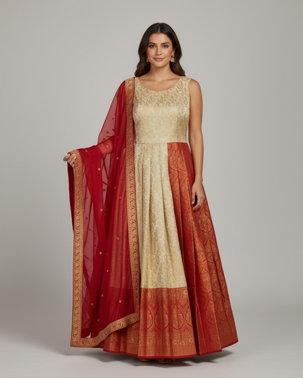 Silk Anarkali dress by Kurti Connection USA