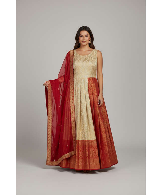 Silk Anarkali dress by Kurti Connection USA