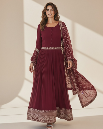 Chiffon long Kurti set : Anarkali by Kurti Connection USA