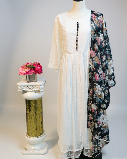 Chiffon long Kurti with dupatta by Kurti Connection USA