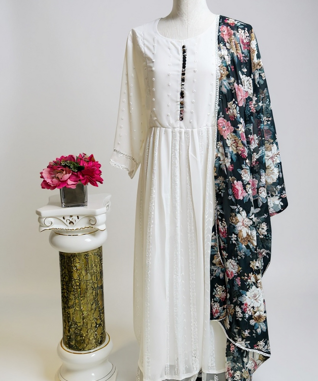 Chiffon long Kurti with dupatta by Kurti Connection USA