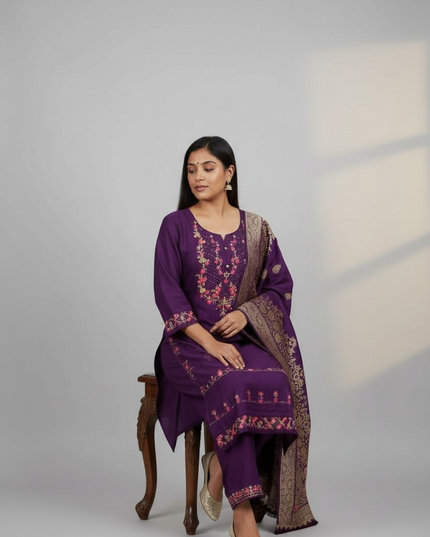 Cotton silk Kurti set with banarasi dupatta by Kurti Connection USA