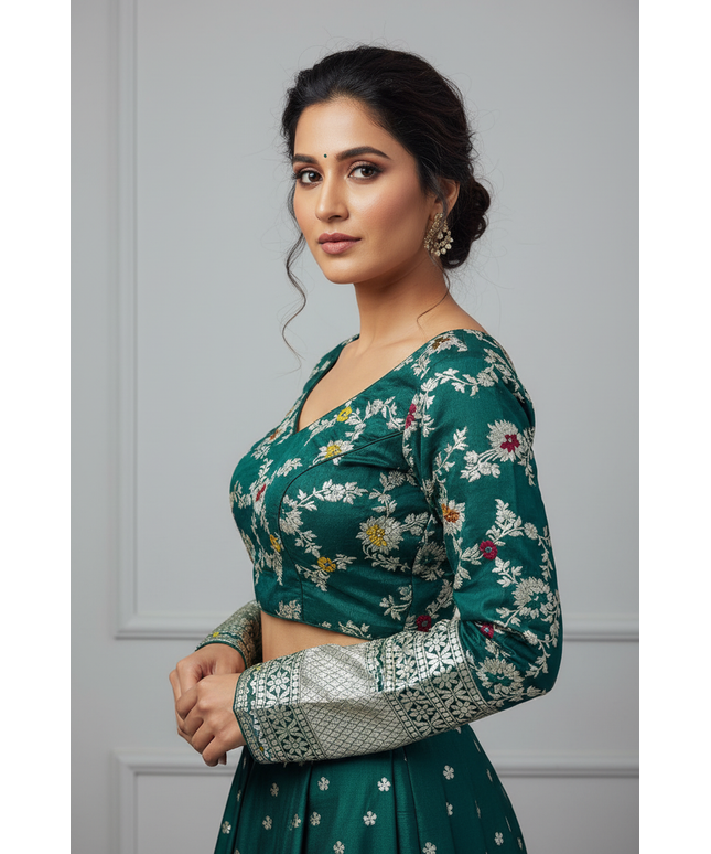Dola silk blouse modeling photo