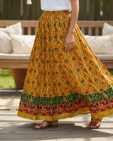 Cotton Jaipuri Lehenga Skirt - Traditional Print by Kurti Connection USA