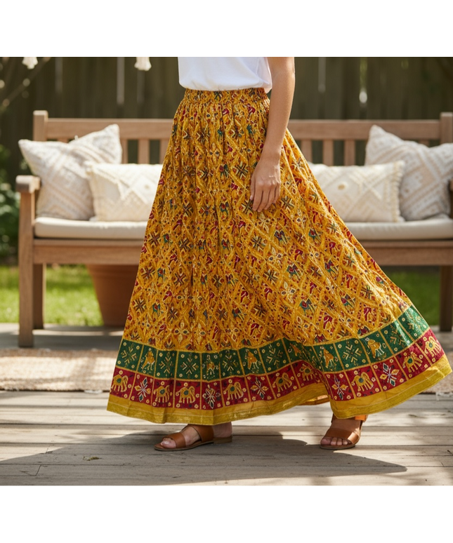 Cotton Jaipuri Lehenga Skirt - Traditional Print by Kurti Connection USA