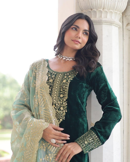 Velvet salwar suit by Kurti Connection USA