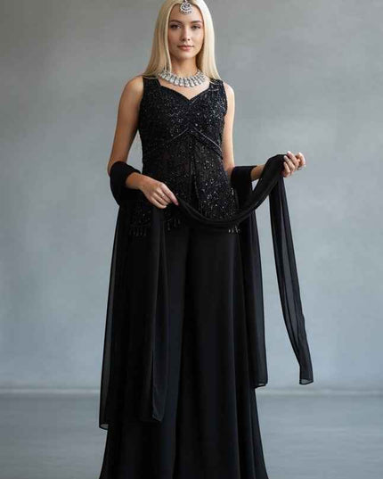 House Of Indian Wedding Attire Embellished Sleeveless Palazzo Suit