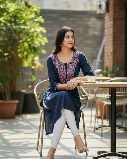 Dark blue Rayon kurti