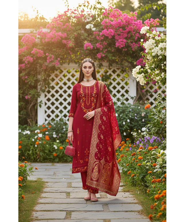 Linen silk Kurti set with banarasi dupatta - Kurti Connection USA