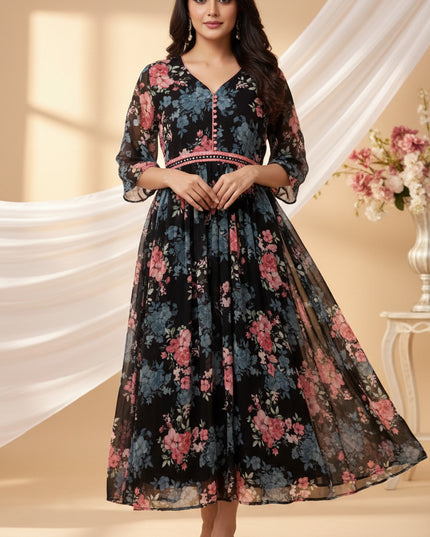 Chiffon long kurti - Kurti Connection USA