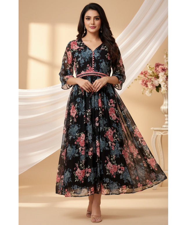 Chiffon long kurti - Kurti Connection USA