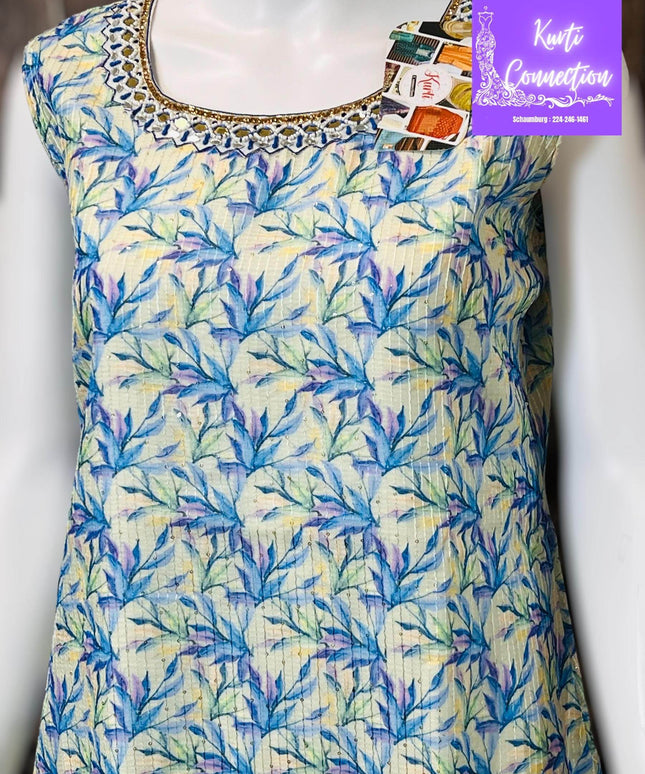 Georgette kurti, light sequin work, Indian kurti - Kurti Connection USA