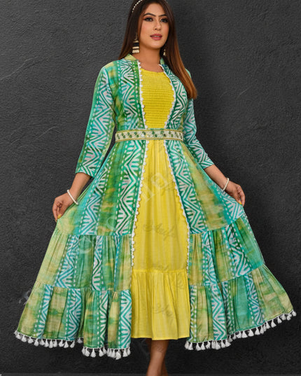 Rayon Kurti with jacket - Kurti Connection USA