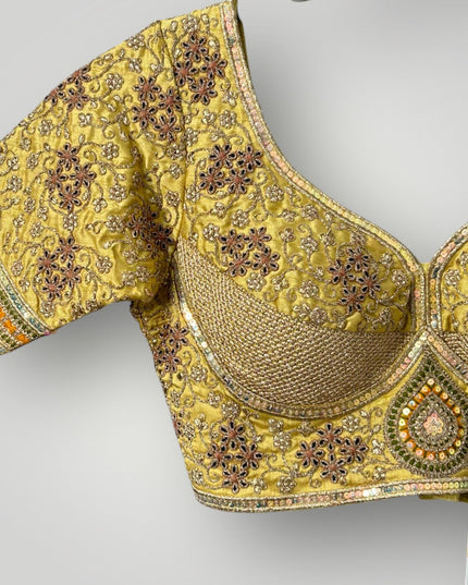 Golden Blouse | sabyasachi cut blouse - Kurti Connection USA