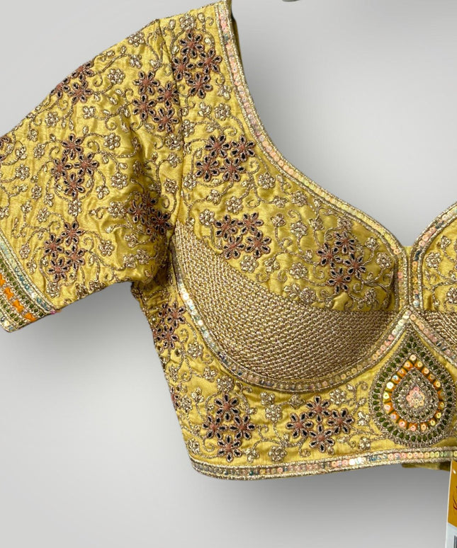 Golden Blouse | sabyasachi cut blouse - Kurti Connection USA