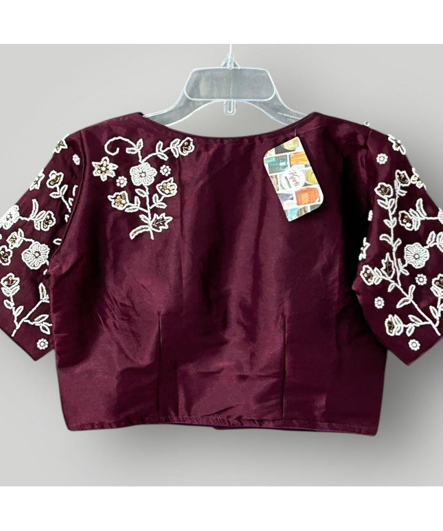 Silk Blouse | Pearl work - Kurti Connection USA