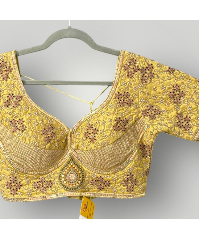 Golden Blouse | sabyasachi cut blouse - Kurti Connection USA