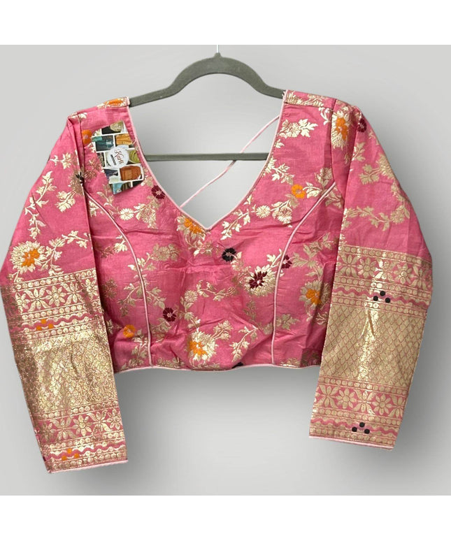 Pink Banarasi blouse - Kurti Connection USA