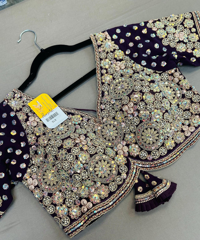 Heavy work blouse | purple blouse for saree/lehenga - Kurti Connection USA