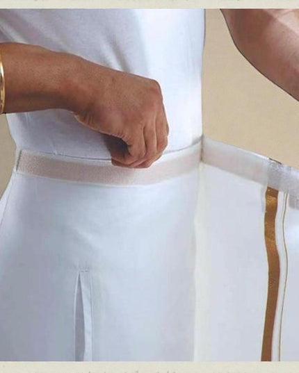 Premium South Indian Mens White Cotton Dhoti | readymade dhoti | dhoti with pocket by Etsy