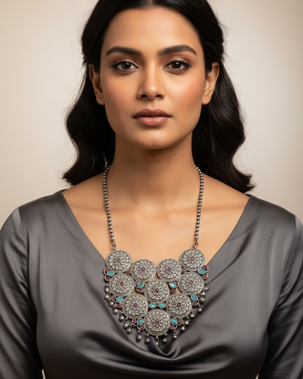 Banjara necklace | oxidized silver jewelry by Kurti Connection USA