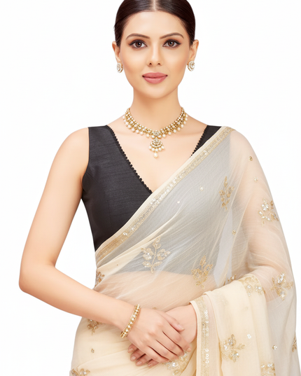 Black sleeveless blouse by Kurti Connection USA