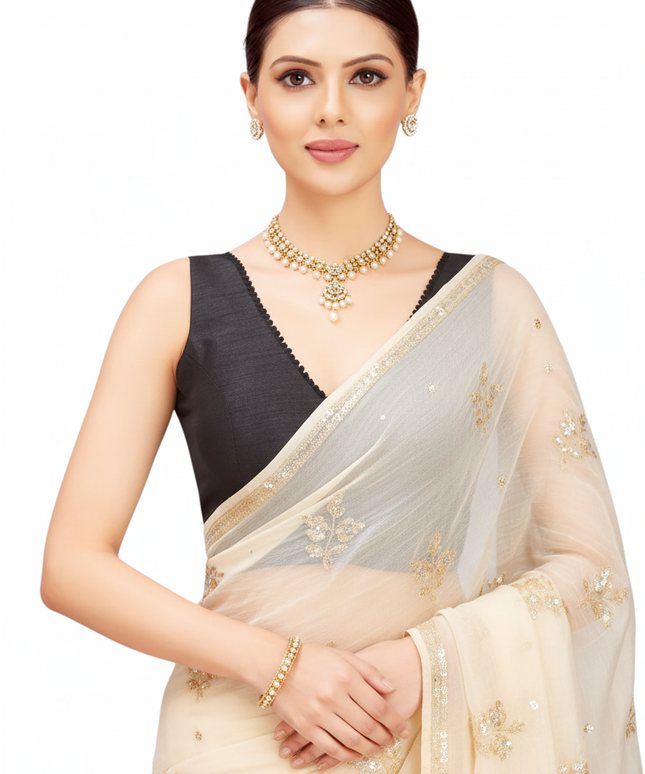 Black sleeveless blouse by Kurti Connection USA