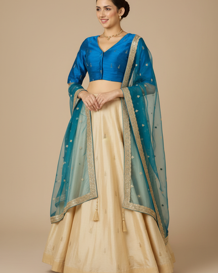 Teal blue blouse by Kurti Connection USA