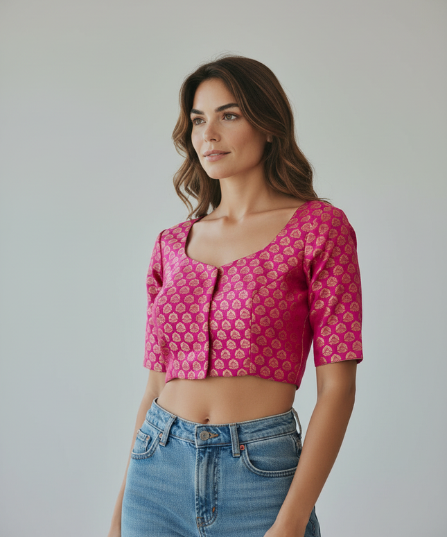 Dark pink blouse by Kurti Connection USA