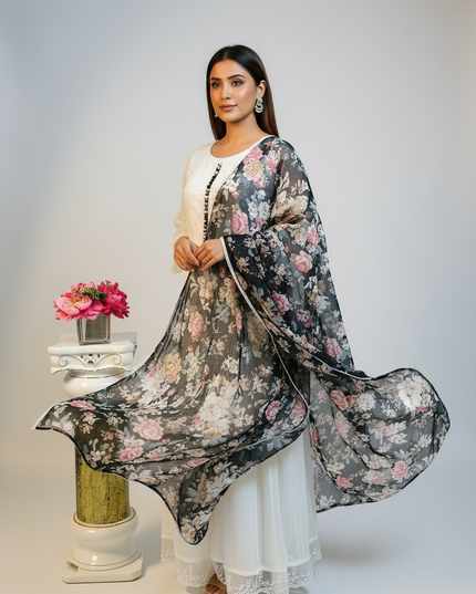 Chiffon long Kurti with dupatta by Kurti Connection USA