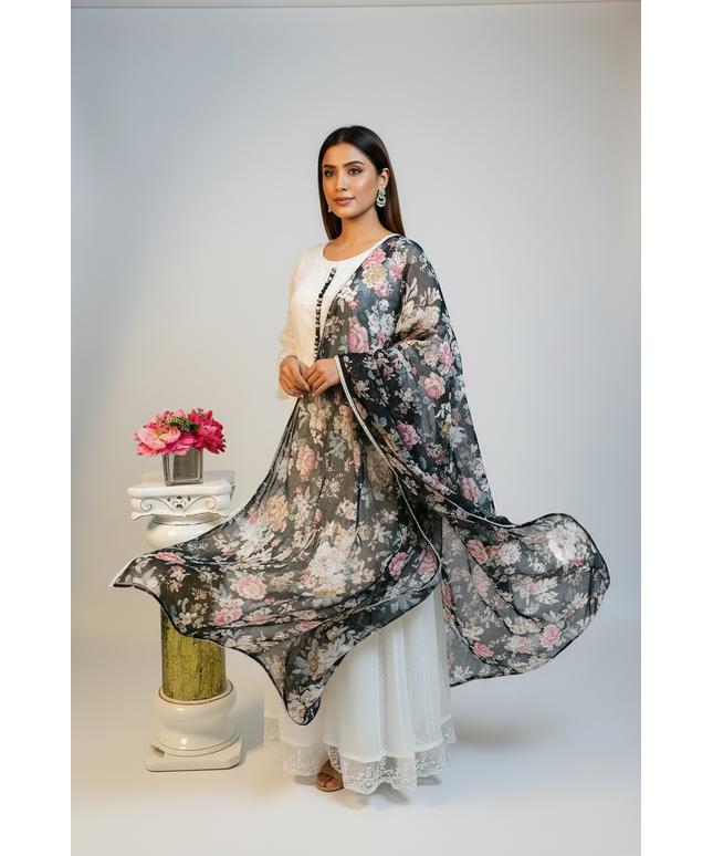 Chiffon long Kurti with dupatta by Kurti Connection USA
