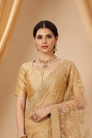 Antique gold blouse by Kurti Connection USA