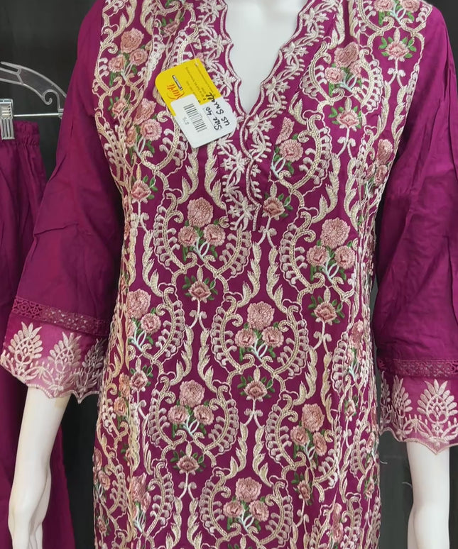 Embroidered party wear suit